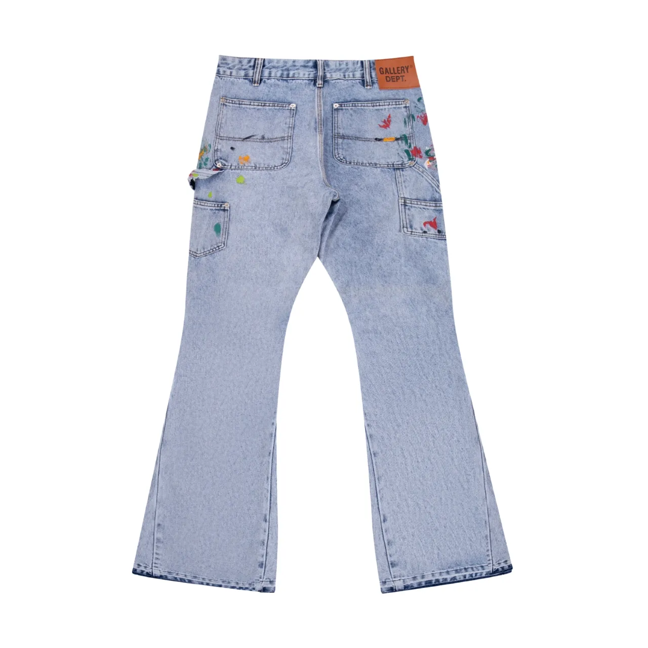 666#Gallery Dept new ink and paint patch splicing patch overalls logging pants washed blue splicing bootcut jeans beautiful trendy pants versatile casual trousers washed blue S~XL P290